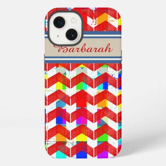 Etui iPhone 13 patterned red-chevron personalized (Verso)