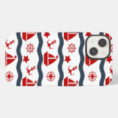 Etui iPhone 13 Patterns maritimes (Verso Horizontal)