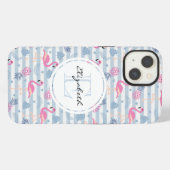 Etui iPhone 13 Patters de Whimsical Flamingo et Pineapple (Verso Horizontal)