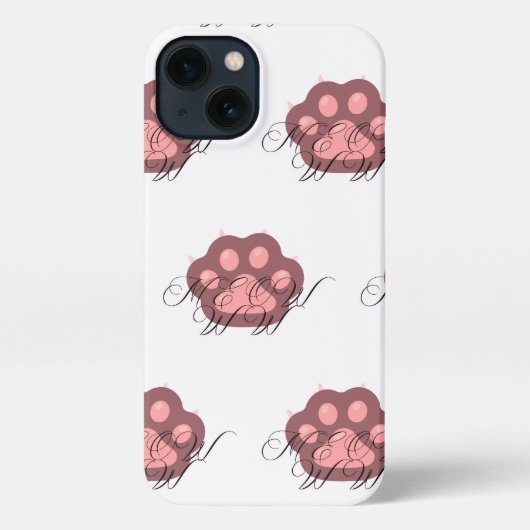 Etui iPhone 13 Paw à chat mignonne "MEOW" Calligraphie - adorable (Verso)