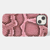 Etui iPhone 13 Peau de serpent rose (Verso Horizontal)