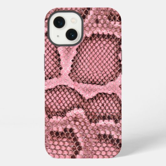 Etui iPhone 13 Peau de serpent rose (Verso)