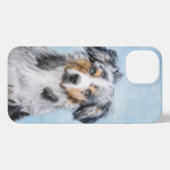 Etui iPhone 13 Peinture de berger américaine miniature - Chien Ar (Verso Horizontal)