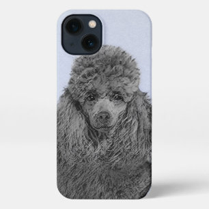 Etui iPhone 13 Peinture de caniche Miniature Jouet noir Art origi