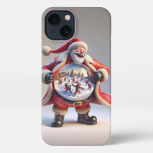 Père Noël en rouge avec Big Snow Globe, Noël, Auth