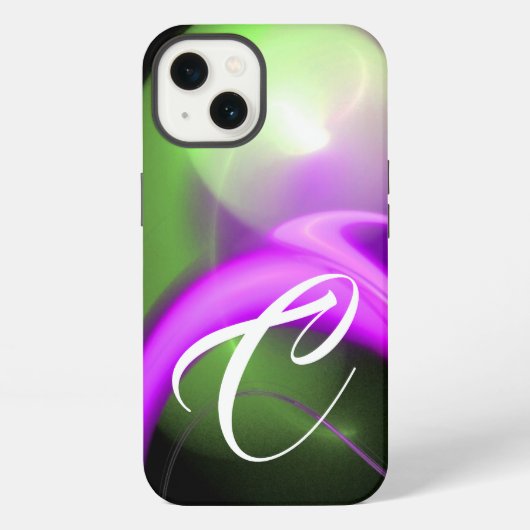 Etui iPhone 13 PERLE ALIEN MONOGRAMME Vert Violet Rose Fractales (Verso)