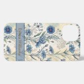 Etui iPhone 13 Personalized Name Blue Wildflowers (Verso Horizontal)