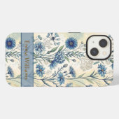 Etui iPhone 13 Personalized Name Blue Wildflowers (Verso Horizontal)