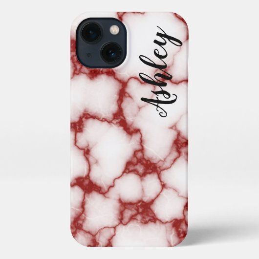 Etui iPhone 13 Personalized red marbled - (Verso)