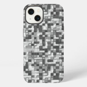 Etui iPhone 13 Petits carrés mélangés en tons de gris à clair