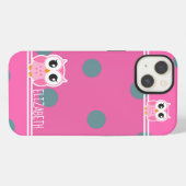 Etui iPhone 13 Petits points de pois de chouette mignons (Verso Horizontal)