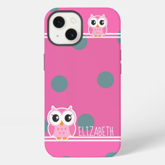 Etui iPhone 13 Petits points de pois de chouette mignons (Verso)