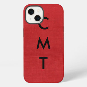 Etui iPhone 13 Photo de toile rouge de texture avec le monogramme