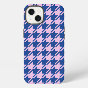 Etui iPhone 13 Pied de fond rose+Motif bleu