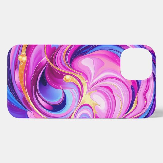 Etui iPhone 13 Pink Abstract Swirl (Verso Horizontal)