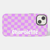 Etui iPhone 13 Pink retro checker pattern Case-Mate iPhone case (Verso Horizontal)