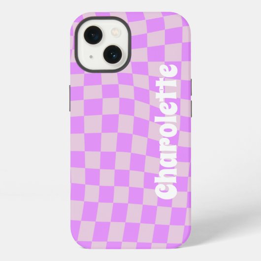 Etui iPhone 13 Pink retro checker pattern Case-Mate iPhone case (Verso)