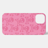 Etui iPhone 13 Pirate Crossbones Motif rose (Verso Horizontal)