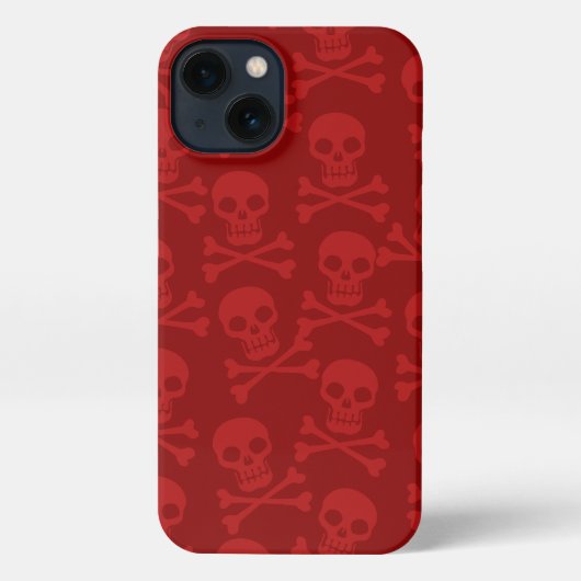Etui iPhone 13 Pirate Crossbones Motif Rouge (Verso)