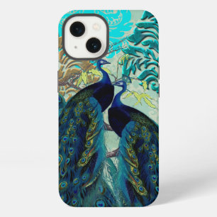 Etui iPhone 13 PixDezines Paons Psychédéliques+Damas