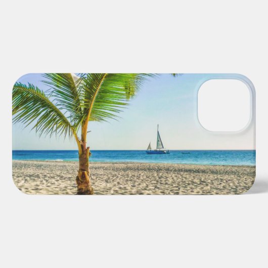Etui iPhone 13 Plages tropicales | Bateau, Palmier, Aruba (Verso Horizontal)