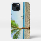Etui iPhone 13 Plages tropicales | Bateau, Palmier, Aruba (Verso)