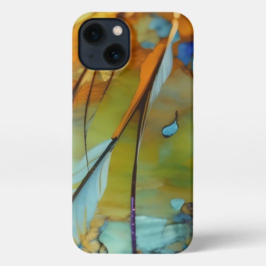 Etui iPhone 13 Plumes Abstrait AI Art (Verso)