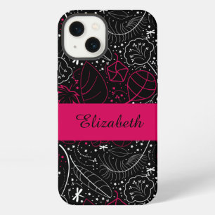 Etui iPhone 13 Plumes et fleurs féminines personnalisées