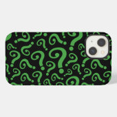 Etui iPhone 13 Point d'interrogation vert (Verso Horizontal)