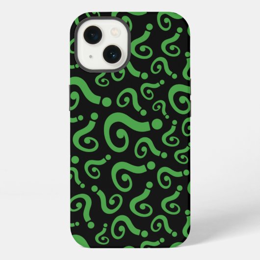 Etui iPhone 13 Point d'interrogation vert (Verso)