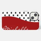 Etui iPhone 13 Point Polka Monogram moderne (Verso Horizontal)