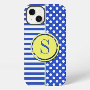 Etui iPhone 13 Points et rayures bleu royal - Monogramme STaylor