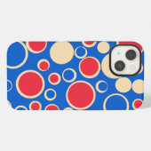 Etui iPhone 13 Points Rouge Et Bleu Sur Bleu (Verso Horizontal)