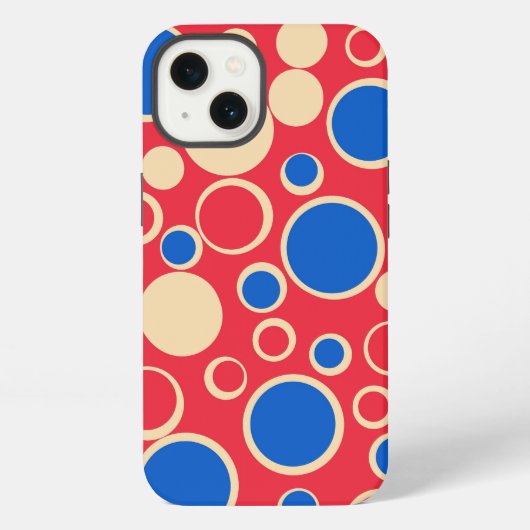 Etui iPhone 13 Points Rouge Et Bleu Sur Rouge (Verso)