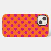 Etui iPhone 13 Pois Fuchsia sur Coque orange-coque iphone Mate (Verso Horizontal)