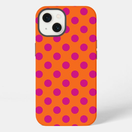 Etui iPhone 13 Pois Fuchsia sur Coque orange-coque iphone Mate (Verso)