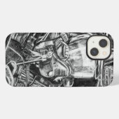 Etui iPhone 13 Pompier - Courage - dessin au fusain (Verso Horizontal)