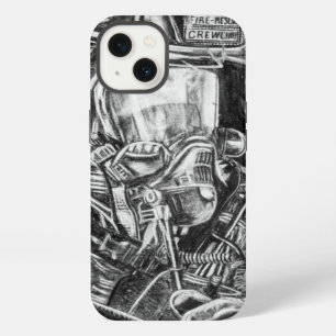 Etui iPhone 13 Pompier - Courage - dessin au fusain