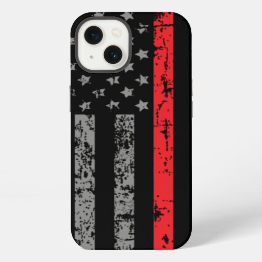Etui iPhone 13 Pompier Thin Red Line Drapeau Américain Fireman (Verso)