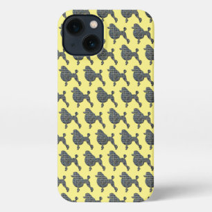 Etui iPhone 13 Poodé Chien mignon Grille Silhouette Jaune