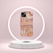 Etui iPhone 13 Porte en grès rose Marbre Nom Abstrait Monogramme