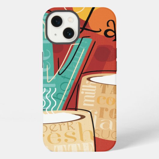 Etui iPhone 13 Pot et tasses décoratifs de Latte (Verso)