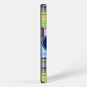Etui iPhone 13 Preppy Patchwork Madras Navy Quatrefoil Monogramme (Côté droit)
