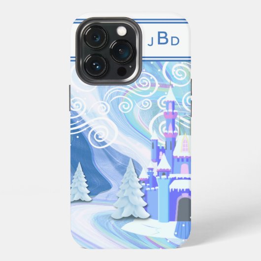 Etui iPhone 13 Pro Abstrait Ciel Arctique Monogrammé (Dos)