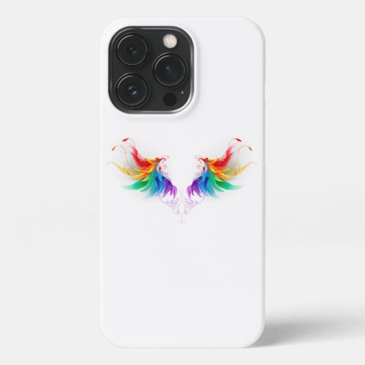 Etui iPhone 13 Pro Ailes fluffy arc-en-ciel (Verso)
