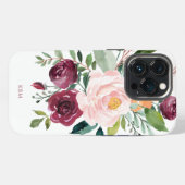 Etui iPhone 13 Pro Aquarelle rustique Botanique avec Monogramme (Verso Horizontal)