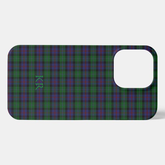 Etui iPhone 13 Pro Argyll District Tartan avec monogramme / nom (Verso Horizontal)