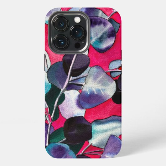 Etui iPhone 13 Pro Art aquarelle de feuilles de gommier (Dos)