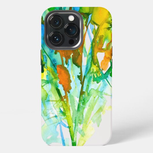 Etui iPhone 13 Pro Art floral abstrait aquarelle (Dos)