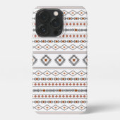 Etui iPhone 13 Pro Aztec Gris Blanc Mixte Motifs Motif (Verso)